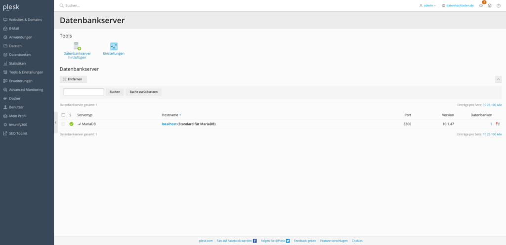 Volume Mapping Docker auf Plesk installieren Schritt 1
